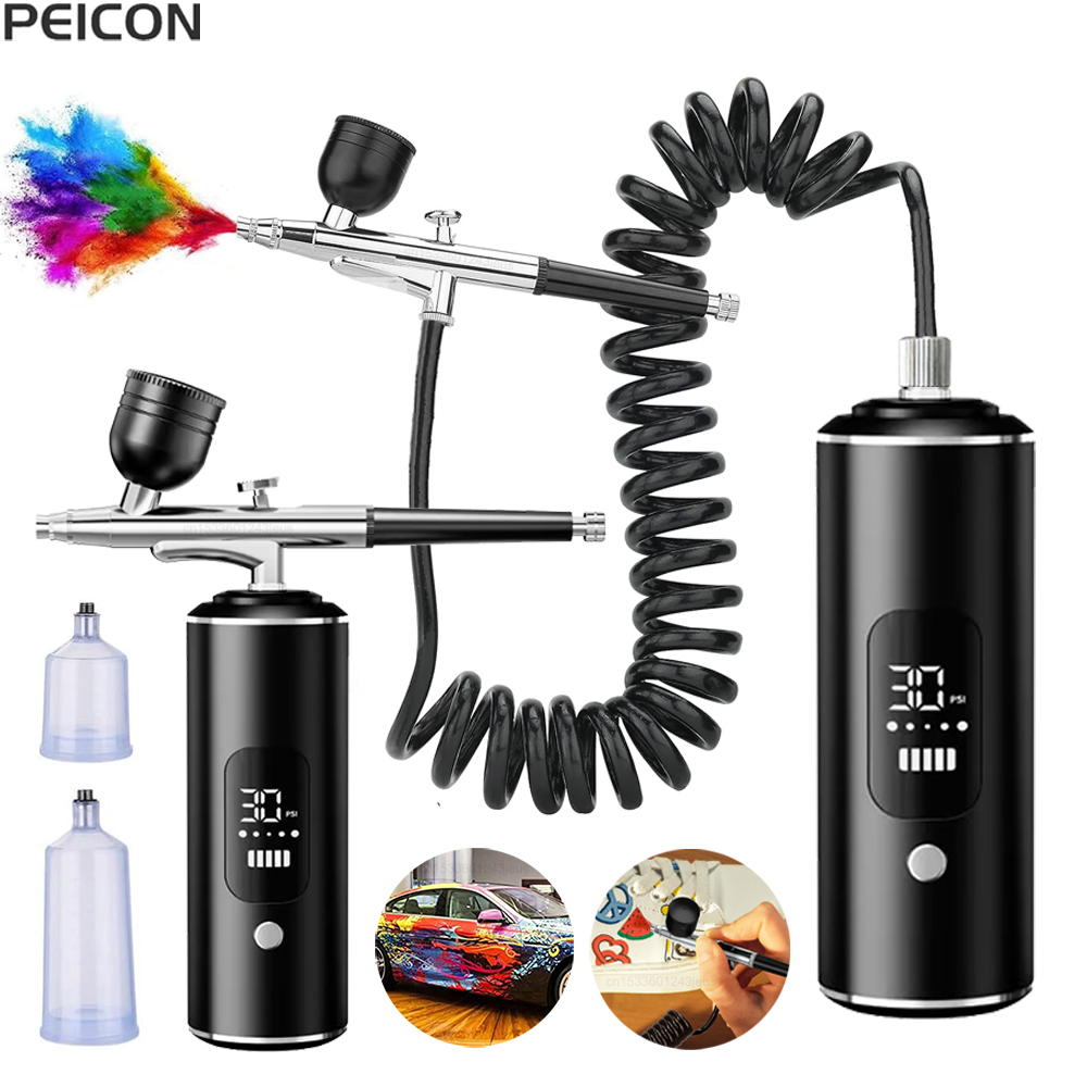 Airbrush Kit With Mini Compressor - Airbrush met compressor Draagbaar Airbrush Schilderen