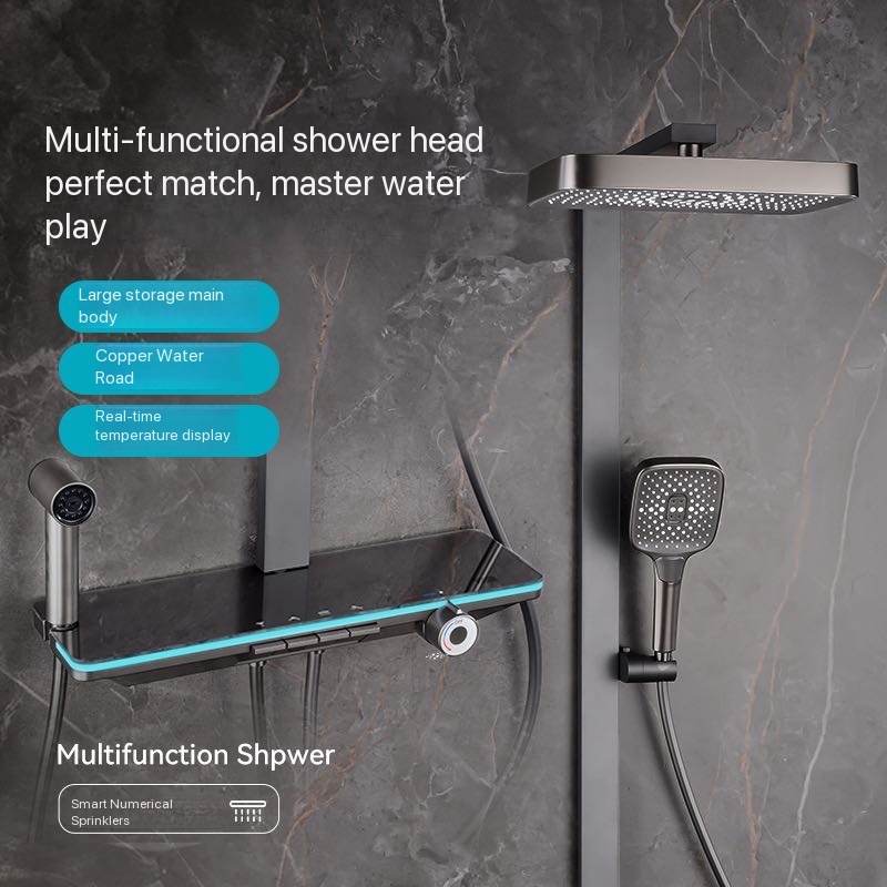Plumbing - Grijze pianoknop ambient light badkamer douche