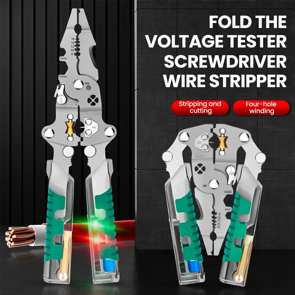 Automatic Wire Stripper Cutter - Droplobe Draadstriptang Spanningstesten Kabelsnijden Krimptang Multifunctionele