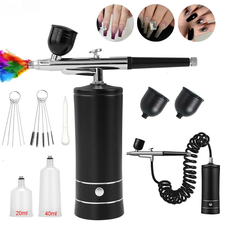 Airbrush Kit With Mini Compressor - Airbrush nagelkunst schilderset met compressor, mini