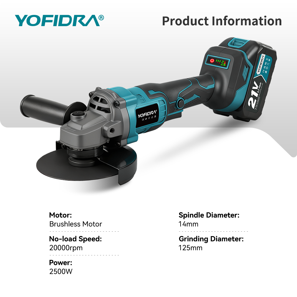 YOFIDRA 125 mm borstelloze haa - Brushless Angle Grinder Battery Powered recensie en prijs