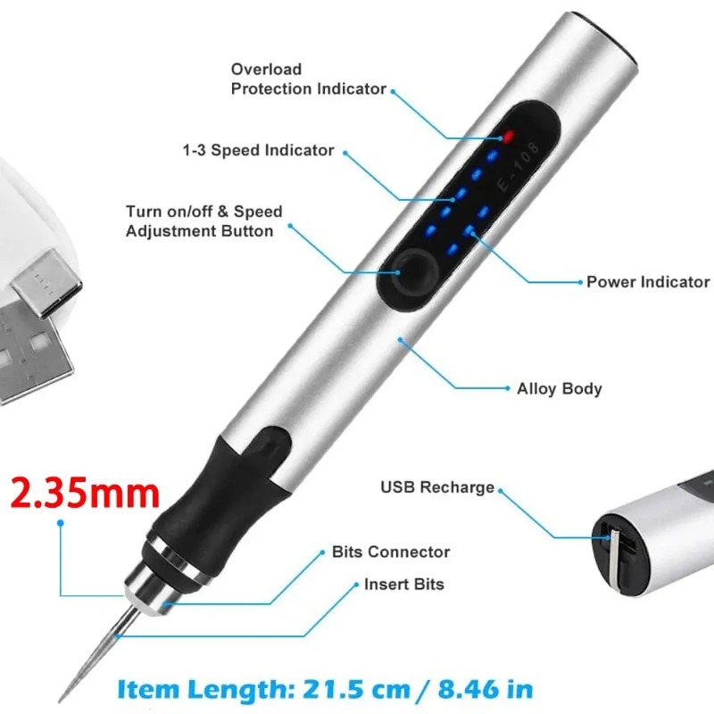 Elektrische graveerpen USB dra - Cordless Rotary Tool Kit Accessories recensie en prijs
